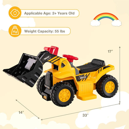 Costzon 2-in-1 Ride on Excavator Bulldozer & Ride on Push Car (6V)