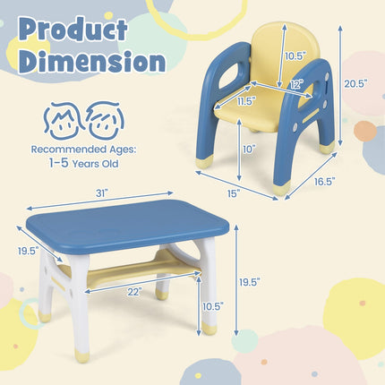 Costzon Kids Table and Chair Set w/Montessori Toys, Kids Activity Table w/Storage Shelf