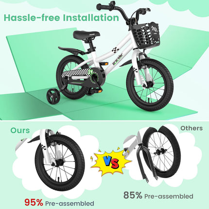 BABY JOY Kids Bike, 12 14 16 18 Inch Children Bikes for Boys Girls Age 3-8 Years w/Training Wheels