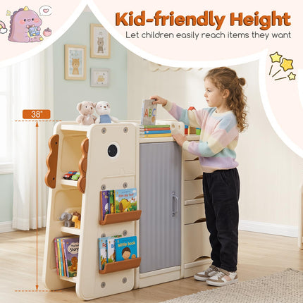 Costzon Dinosaur-Shaped Toy Storage Organizer Toddler Toy and Book Storage Cabinet