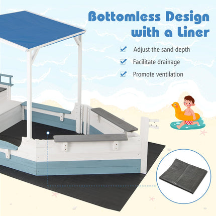 Costzon Pirate Ship Sandbox with Canopy