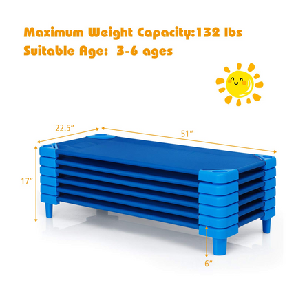 Costzon Daycare Cots for Kids, Pack of 6, 51” L x 22.5” W Stackable Nap Cots with Easy Lift Corners