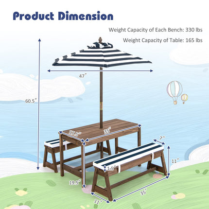 Costzon Kids Picnic Table, Toddler Wood Table & Bench Set, Gift for Ages 3-8