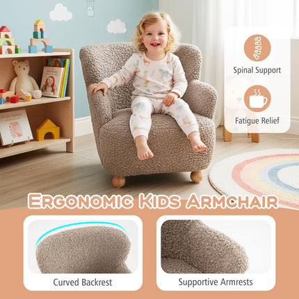Comfy Kids Chair w/Solid Wooden Frame & Sherpa Fabric