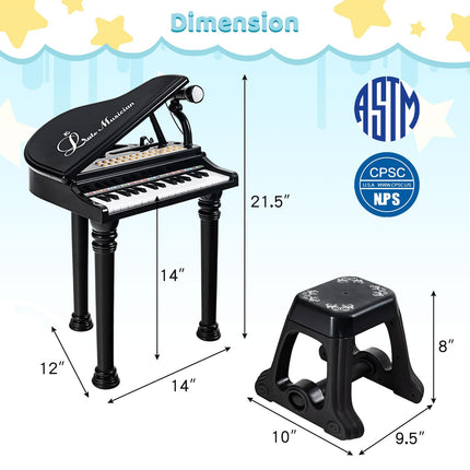 Costzon Kids Piano, 31 Key Mini Grand Piano Toy Keyboard with Microphone