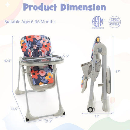 BABY JOY Convertible High Chair for Babies & Toddlers, Height Adjustable, Grow & Go High Chair w/Recline & Footrest