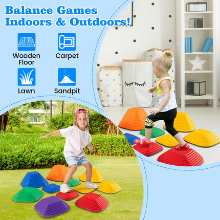 Costzon 6 Pcs Kids Stepping Stone, Non-Slip Toddler Balance Stones, Balance Blocks for Indoor/Outdoor Exercise