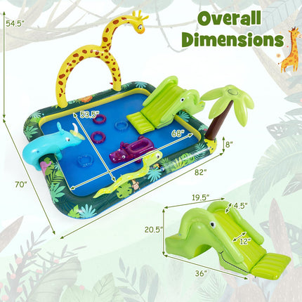 Costzon Jungle Animal Inflatable Kiddie Pool (82'' x 70'' x 54.5'')
