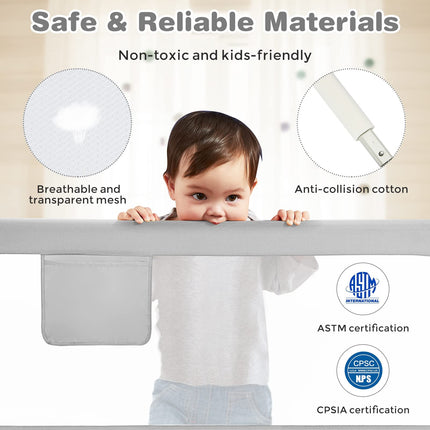 BABY JOY Bed Rail for Toddlers, Height Adjustable & Foldable Baby Bed Rail Guard