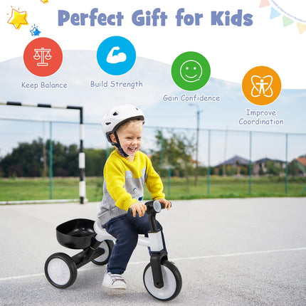BABY JOY Toddler Tricycle, 2-in-1 Kids Tricycle Auxiliary Balance Bike with Carbon Steel Frame