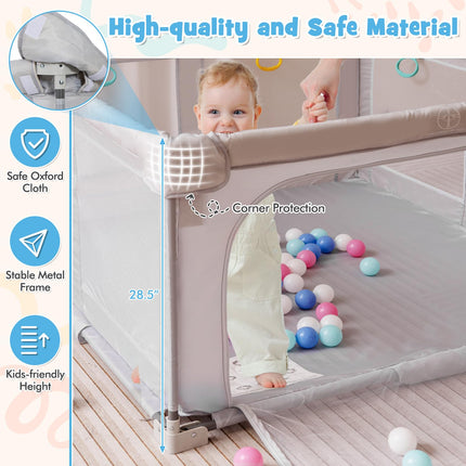 Costzon Foldable Playpen for Babies, 50''x50''/59''x59''