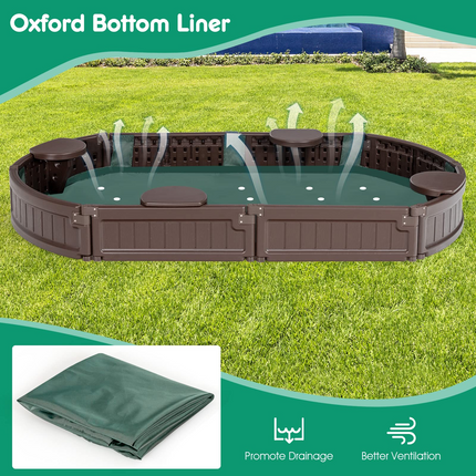 Costzon Elliptical Sandbox & Round Outdoor Sand Box Kit w/Waterproof Cover, Bottom Liner & Built-in Corner Seating