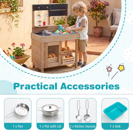 Costzon Little Chef Mud Kitchen for Kids Outdoor