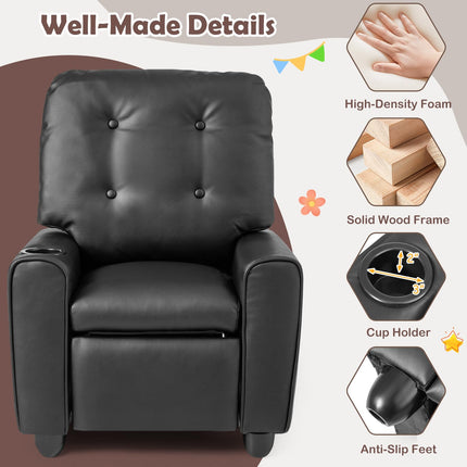 Costzon Kids Recliner PU Leather Toddler Baby Push Back Sofa