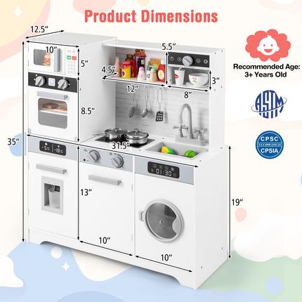Costzon Kids Kitchen Playset, Wooden Toy Kitchen Set