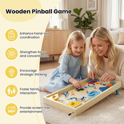 Costzon Wooden Pinball Machine Pinball for Hand-Eye Coordination