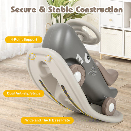 BABY JOY 3 in 1 Rocking Horse, Ride On Push Car for Toddlers, Shark Rocking Sliding Toy Set for Boys Girls