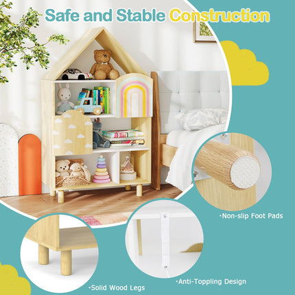 Costzon Kids Dollhouse Bookshelf w/Anti-toppling Devices & Solid Wood Legs