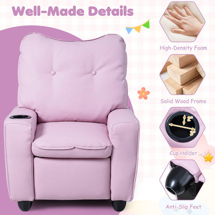 Costzon Kids Recliner Chair with Cup Holder 2 Storage Pockets