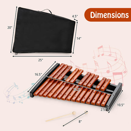 Costzon Portable 25-Note Xylophone, Wood Xylophone Kit with 2 Mallets & Convenient Carrying Bag