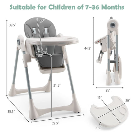 BABY JOY Convertible High Chair for Babies & Toddlers, Foldable Highchair with Adjustable Backrest