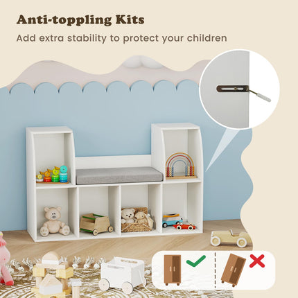 Costzon Kids Bookshelf with Reading Nook 40" Toy Storage Organizer