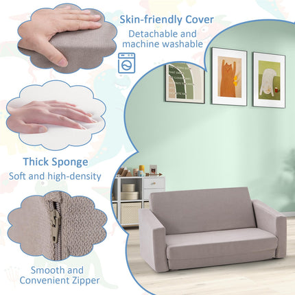 Costzon Kids Sofa, 2 in 1 Flip Open Couch with Machine Washable Sofa Cover