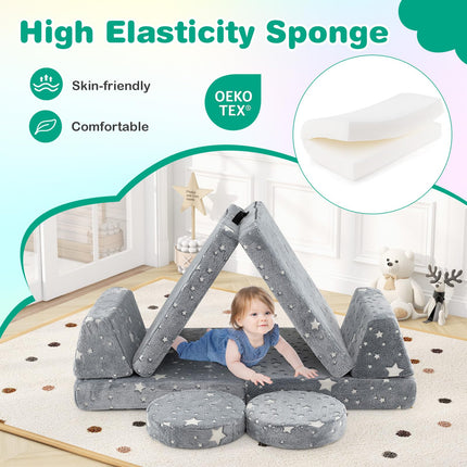 Costzon Kids Couch Set Convertible, Toddler Chair Glow in The Dark, Folding Children Sofa Couch