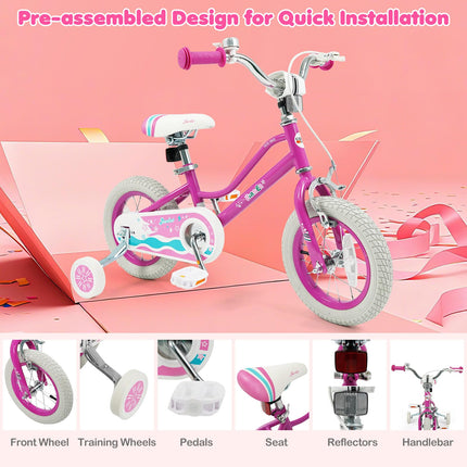 BABY JOY Girls Bike | 12” 14” 16” 18” Kids Bike for 3-8 Years Old with Training Wheels