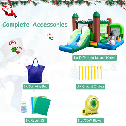 Costzon Inflatable Bounce House, Christmas Bouncy House for Toddler Kids/735w Blower