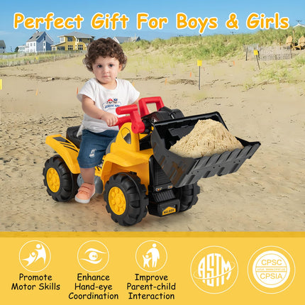 Costzon Ride on Excavator Ride on Construction Vehicles w/Helmet