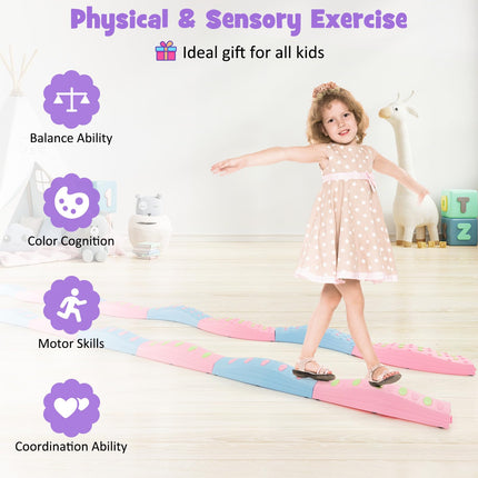Costzon Wavy Balance Beam for Kids, 20-Piece Colour Toddler Stepping Stones