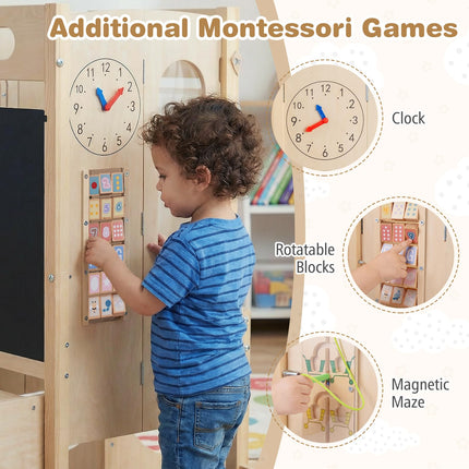 Costzon Foldable Standing Tower with Built-in Chalkboard & Detachable Safety Net