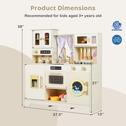 Costzon Wooden Toy Kitchen Playset w/Ice Maker