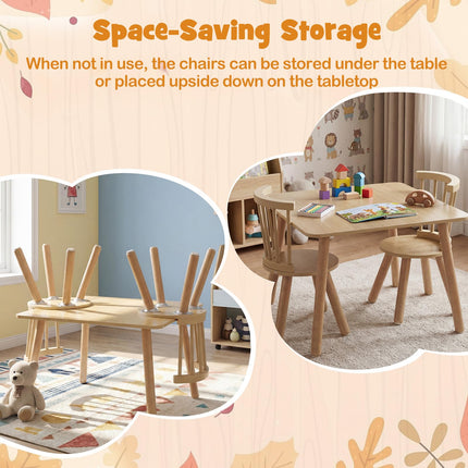 Costzon Kids Table and Chairs Wooden 3 PCS Children Desk Set