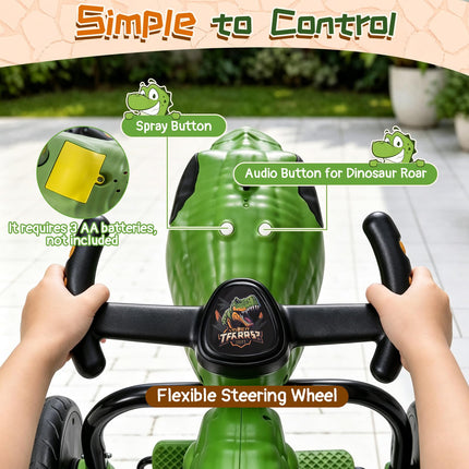 Costzon Dinosaur Kids Pedal Car with Lights Mist Spray Roar Sound