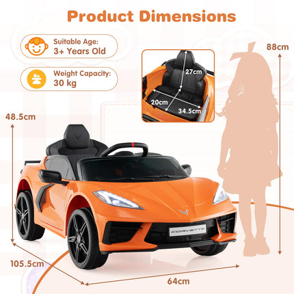 Costzon Ride On Car, Licensed Chevrolet Corvette C8 Kids' Electric Vehicles w/Remote Control,  Kids Car for Boys Girls Aged 3+
