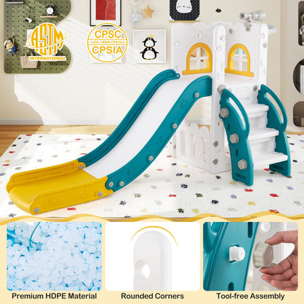 BABY JOY Toddler Slide 6-in-1 Indoor Kids Slide Playset