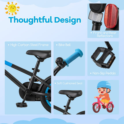 BABY JOY Colorful Macarons Kids Bike, 16 Inch Sporty Children's Bicycle with Training Wheels