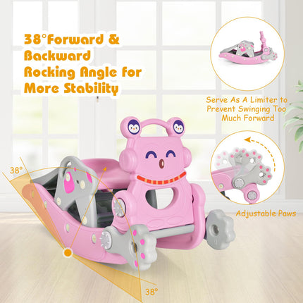 Costzon 5 in 1 Toddler Slide Rocking Toy, Slide for Kids with Detachable Stool