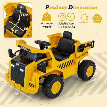 Costzon Kids Ride on Dump Truck, 12V Electric Vehicle W/2.4G Remote Control, Working Megaphone
