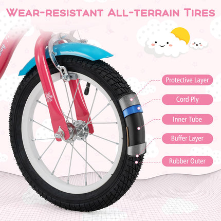 BABY JOY Kids Bike,  95% Pre-Assembled Girls Bike for 3-8 Years Old
