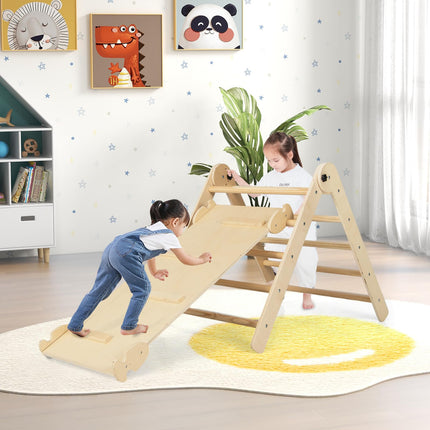 Costzon Climbing Toys for Toddlers, 4 in 1 Foldable Wooden Montessori Baby Climbing Gym
