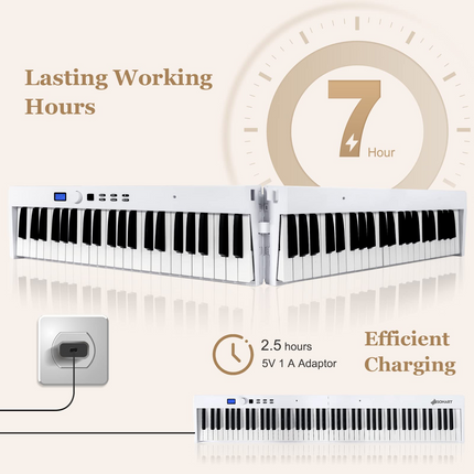 Costzon 88-Key Foldable Digital Piano Keyboard, Full Size Semi-Weighted Keyboard, Portable Electric Piano