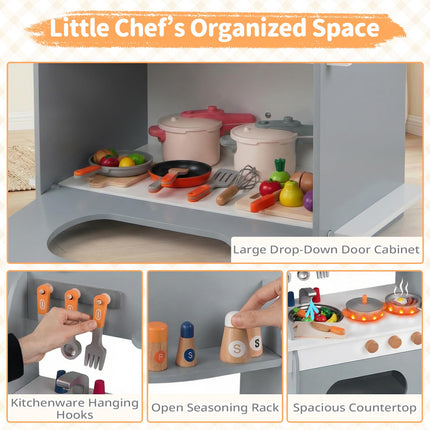 Costzon Kids Kitchen Playset | Toddler Wooden Pretend Play Toy w/Water Faucet