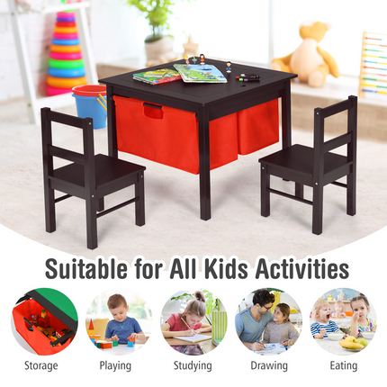 Costzon Kids Table, Children Wooden Activity Table w/Storage Drawers, 2 in 1 Building Block Tabletop