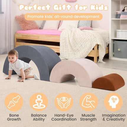 Costzon 3 Pieces Toddlers Climbing Toys, Rainbow Shaped Indoor Foam Play Set, Soft Climbing Blocks for Kids