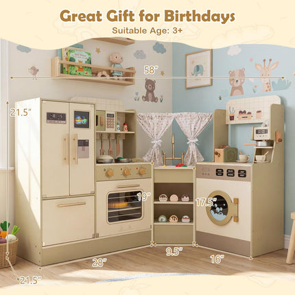 Costzon Kids Corner Play Kitchen Pretend Play Kitchen Playset