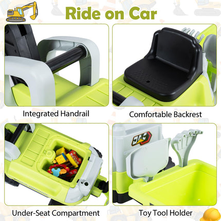 Costzon 2-in-1 Kids Ride on Excavator Tractor with Detachable Trailer