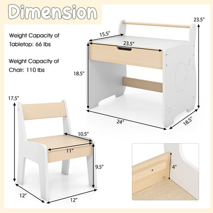 Costzon Kids Table and Chair Set, Wooden Multi-Activity Table with Blackboard